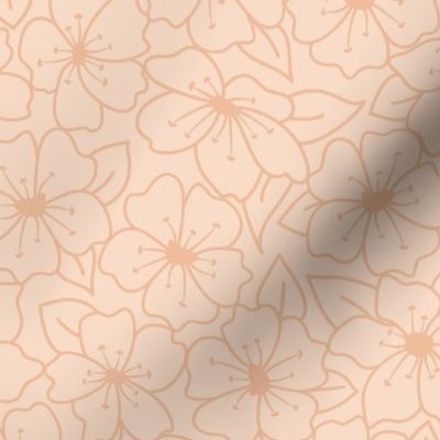 Large - Warm Floral minimalism – line work in peach
