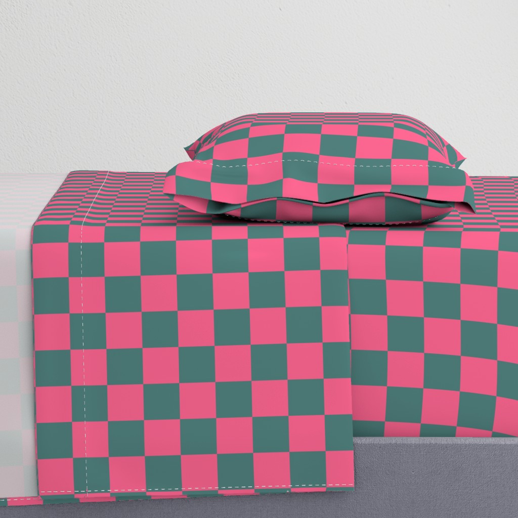 (M) Checkerboard in pink and dark green