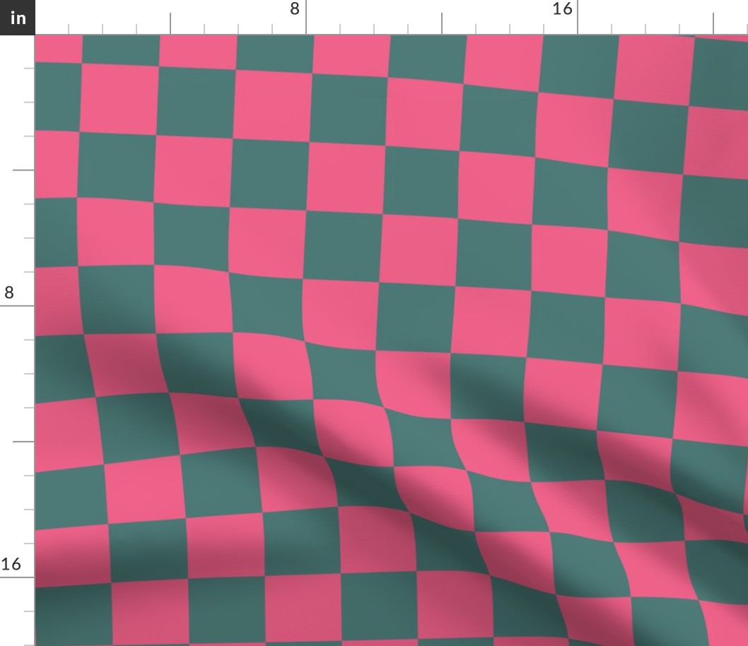 (M) Checkerboard in pink and dark green