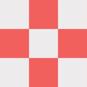 L / Checkerboard in coral red and off white