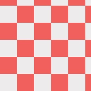 M / Checkerboard in coral red and off white