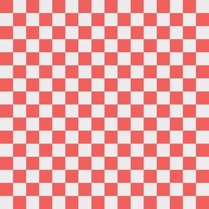 S / Checkerboard in coral red and off white