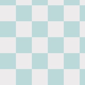 M / Checkerboard in baby blue and snow white