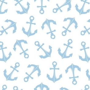 7x8 Light blue Nautical boat anchor tossed on white