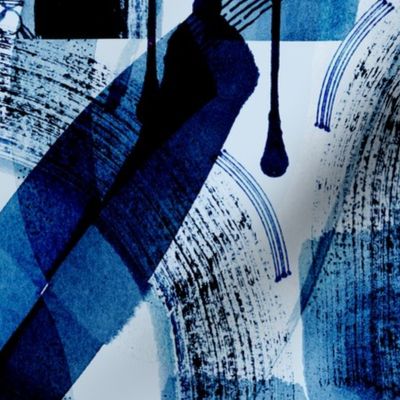 XL|Textured Tonal Denim Blue Abstract Shapes