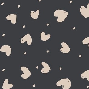  Hearts in Bloom: Textured Love with Playful Dots , cream& dark blue, large