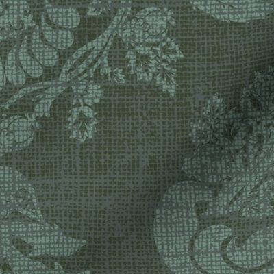 textured dauphin damask in dark forest green