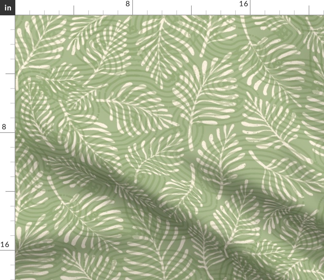 Puzzle of New Leaves in the Wind | Textured & Tonal | Green | 24'