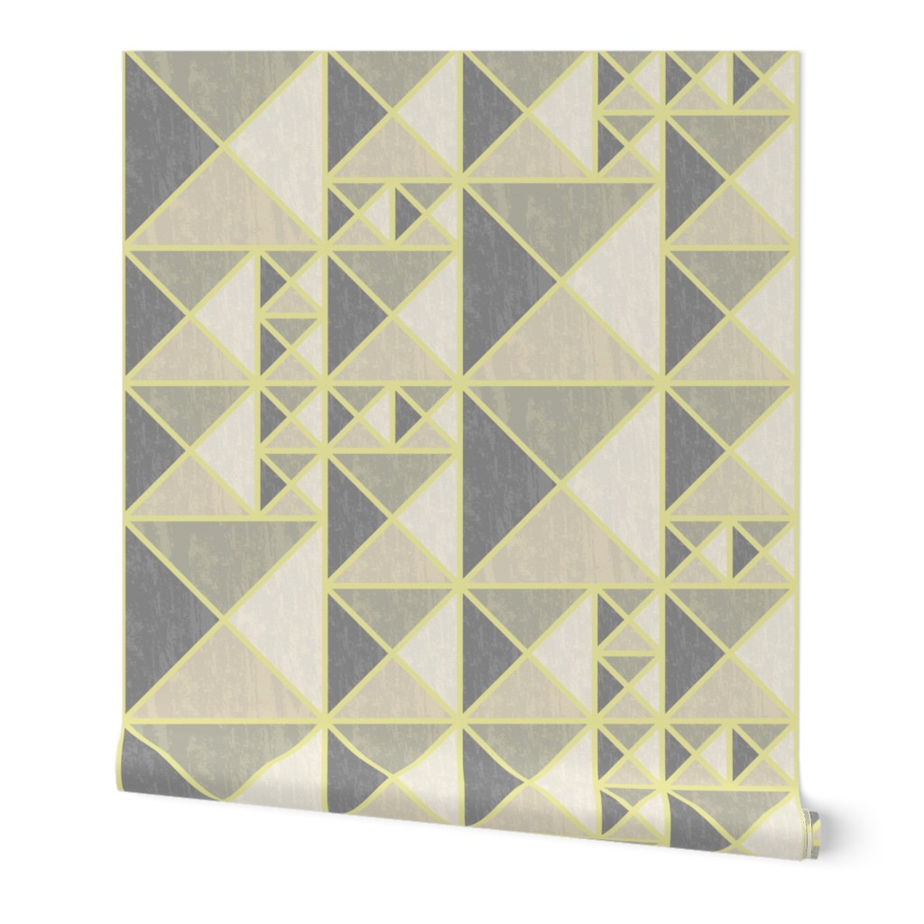 ‘Siracusa’ // Sicilian Pyramid Stud Tiles in Neutral Tones with Lemon Yellow Geometric Lines