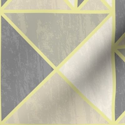 ‘Siracusa’ // Sicilian Pyramid Stud Tiles in Neutral Tones with Lemon Yellow Geometric Lines