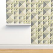 ‘Siracusa’ // Sicilian Pyramid Stud Tiles in Neutral Tones with Lemon Yellow Geometric Lines