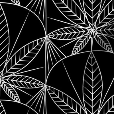 Luxury Cannabis Art Deco Black and White