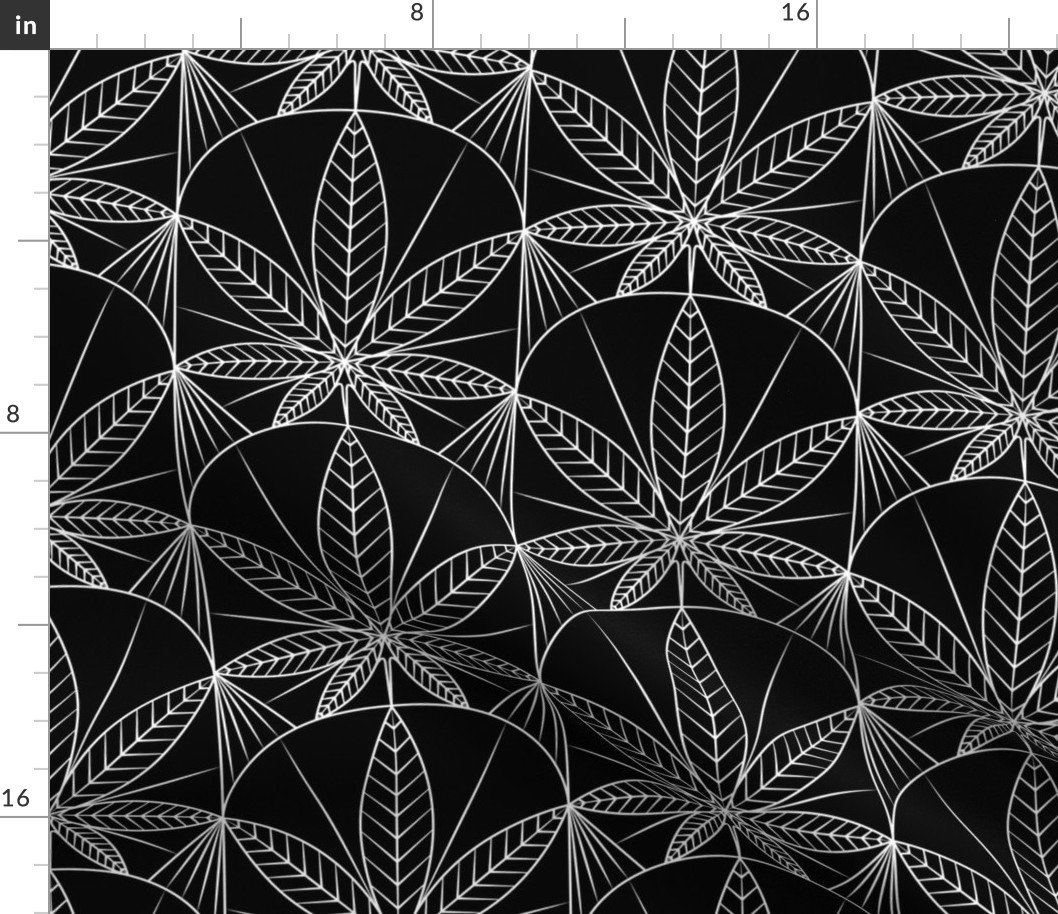 Luxury Cannabis Art Deco Black and White