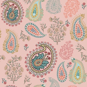 (L) Decorative Paisleys on pink