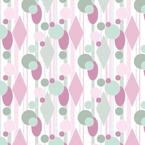 gray with pink pattern of retro geometric shapes