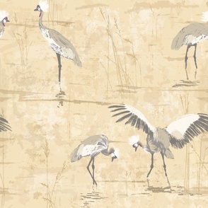 Crested Cranes tonal textures.