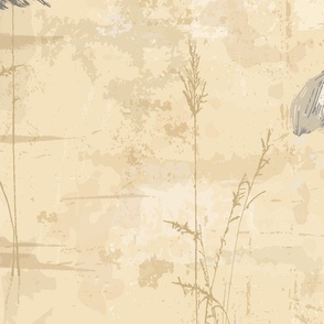 Crested Cranes tonal textured wallpaper.