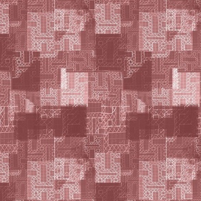 Seamless pattern in patchwork style with abstract architecture in the form of houses, rectangles and other shapes 2