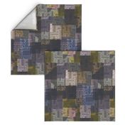 Seamless pattern in patchwork style with abstract architecture in the form of houses, rectangles and other shapes 5