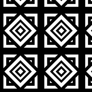 Square and diamond geometric in black and white