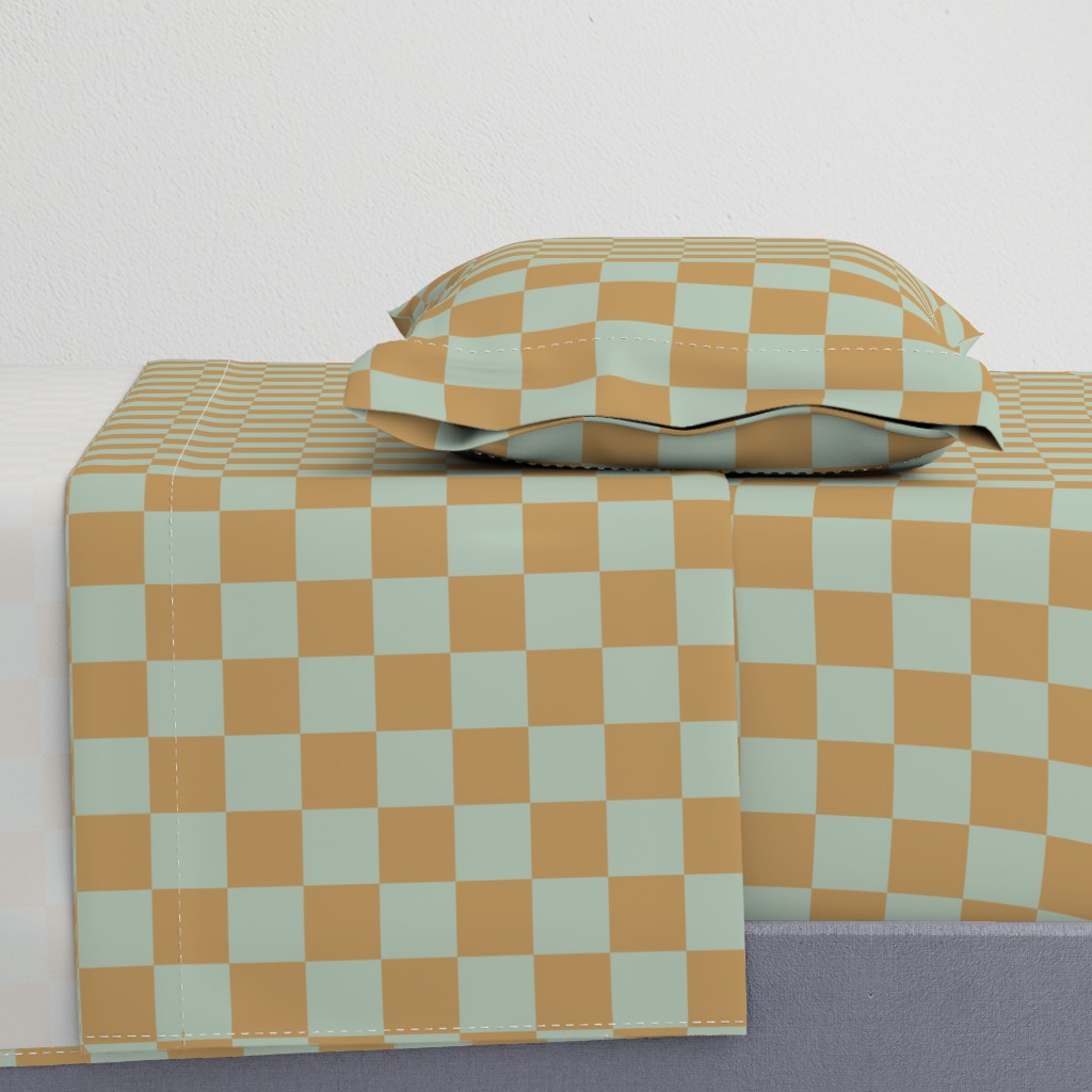 (M) Checkerboard in sage green and brown