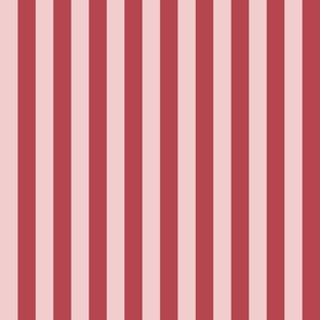 A fancy afternoon tea treat - pretty warm pastel pink and English red stripes - 1 inch stripes