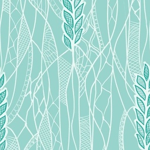 Seamless pattern with monochrome ears of wheat, cobwebs and lace 3