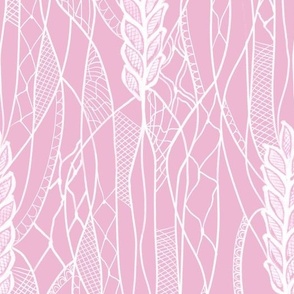 Seamless pattern with monochrome ears of wheat, cobwebs and lace 8