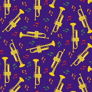 Brass Instruments - Trumpets on Purple (Large)