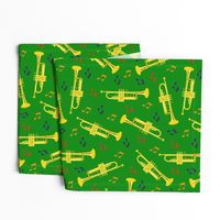 Brass Instruments - Trumpets on Green (Large)