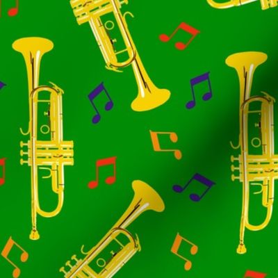 Brass Instruments - Trumpets on Green (Large)