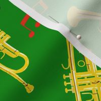Brass Instruments - Trumpets on Green (Large)