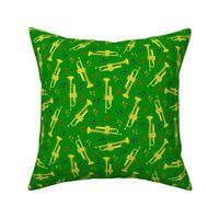 Brass Instruments - Trumpets on Green (Small)