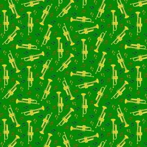 Brass Instruments - Trumpets on Green (Small)
