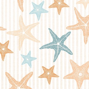 Starfish on Beige Stripes