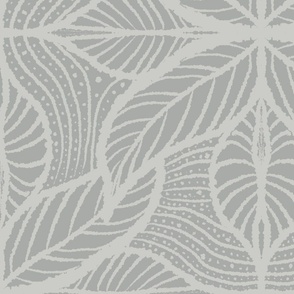 Hand Drawn Neutral Coastal Gray Tones Botanical Leaf Line Texture Dots