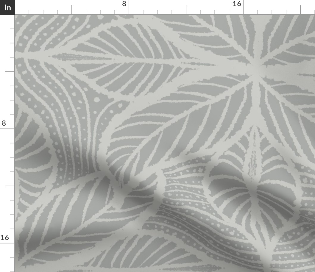 Hand Drawn Neutral Coastal Gray Tones Botanical Leaf Line Texture Dots