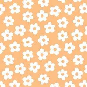 FS White Retro Daisy Flowers on Peach