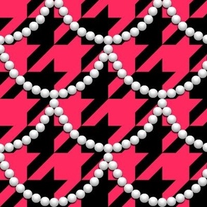 Red & Black Houndstooth With Pearls