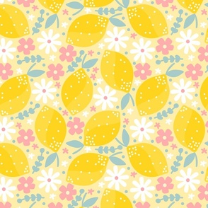 Yellow Disty Flowers And Lemons