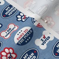 Dog Voting Stickers - Paws to the Polls - USA - dusty blue - LAD24