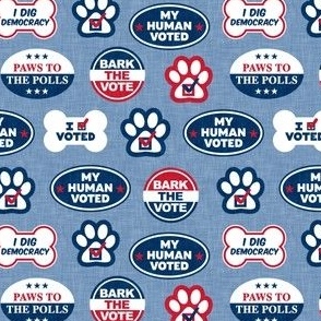 Dog Voting Stickers - Paws to the Polls - USA - dusty blue - LAD24