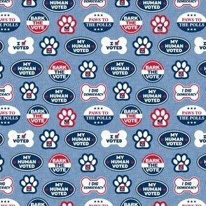 (small scale) Dog Voting Stickers - Paws to the Polls - USA - dusty blue - LAD24