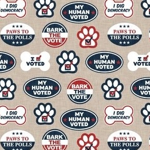 Dog Voting Stickers - Paws to the Polls - USA - khaki - LAD24