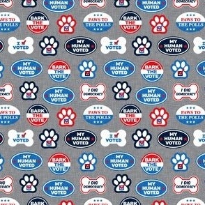 (small scale) Dog Voting Stickers - Paws to the Polls - USA - grey - LAD24