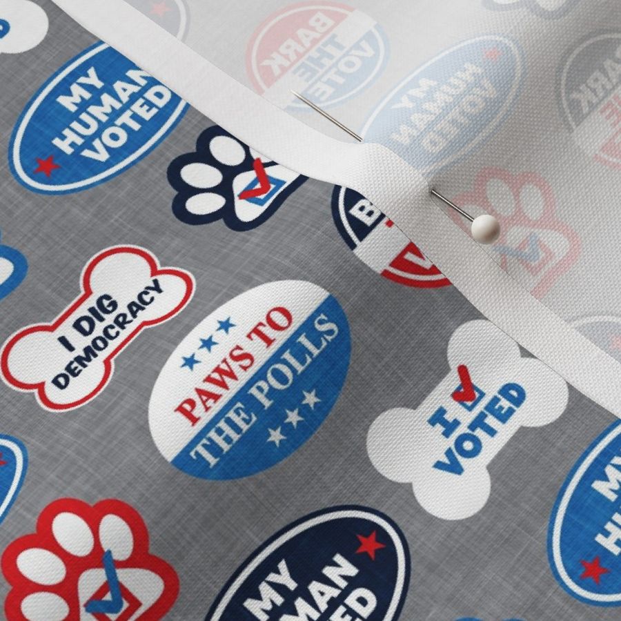 Dog Voting Stickers - Paws to the Polls - USA - grey - LAD24