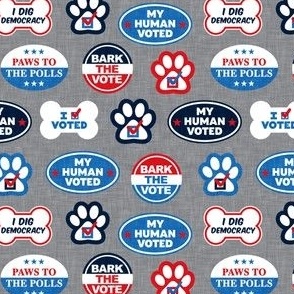 Dog Voting Stickers - Paws to the Polls - USA - grey - LAD24