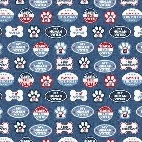 (small scale) Dog Voting Stickers - Paws to the Polls - USA - denim blue - LAD24