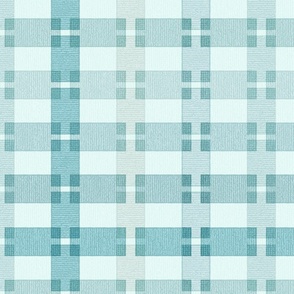 Textured Ribbon Plaid in Shades of Opal Green and Teals Light Teal Background Large Scale