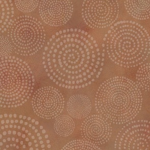 Soft Spirals Pattern On Rich Rusty Orange Textured Brush Strokes